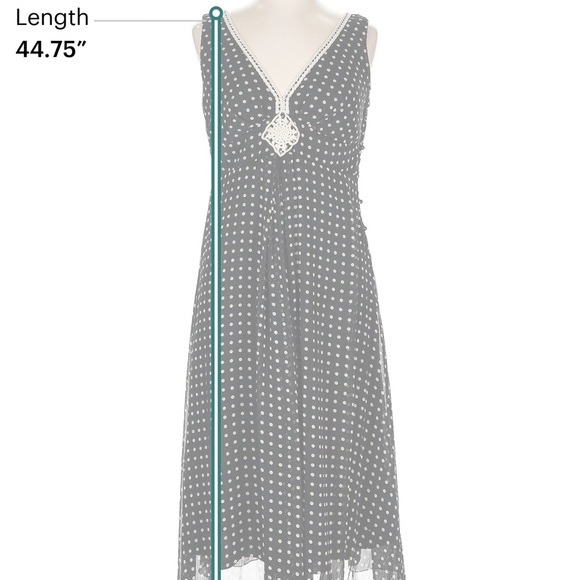 Jonathan Martin Black and White Faceted Side Button Polka Dot Midi Dress fairy - Picture 8 of 9